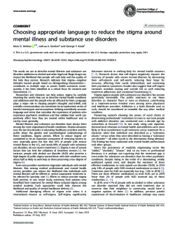 Choosing appropriate language to reduce the stigma around mental illness and substance use disorders